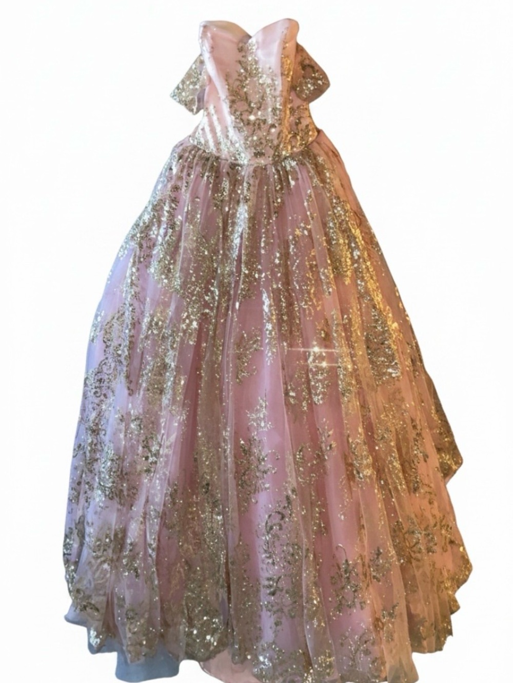 Girls Pink Glitter Princess 15 or prom Gown